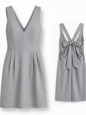 NWT Banana Republic Gray Bow Back V-Neck Dress Size 14